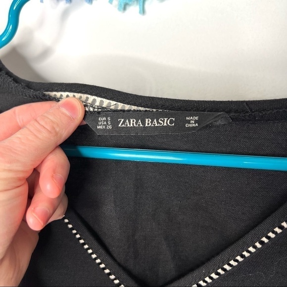 Zara Baby Doll Short Sleeve Blouse with White Embroidery Size Small - Picture 5 of 15